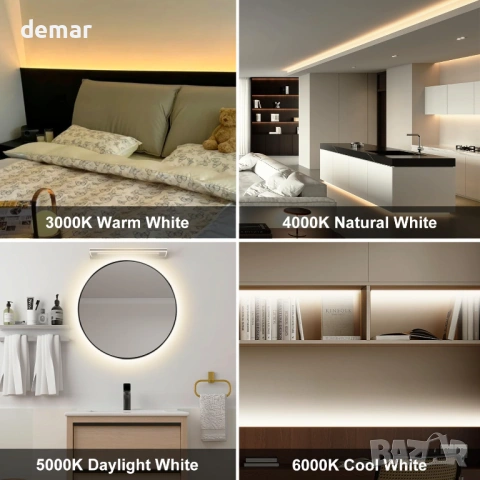 COB LED лента 3 метра, 3 пина, 2700K-6500K, ширина 8 мм, CRI90+ 24V, снимка 9 - Лед осветление - 54117766