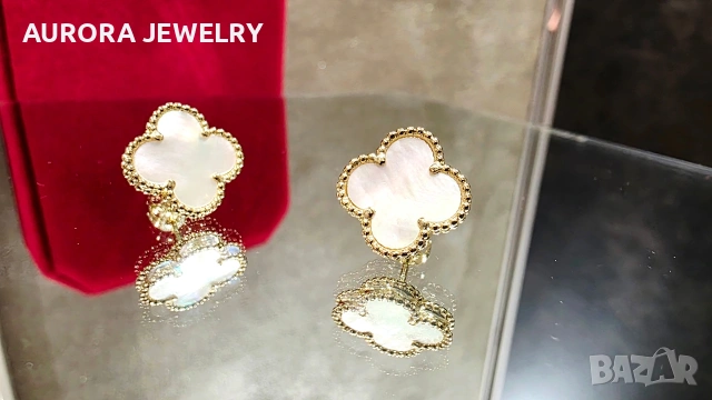 Van Cleef & Arpels VCA Gold Mother of Pearl Vintage Alhambra Stud Дамски Обеци с Винт, снимка 3 - Обеци - 54736812