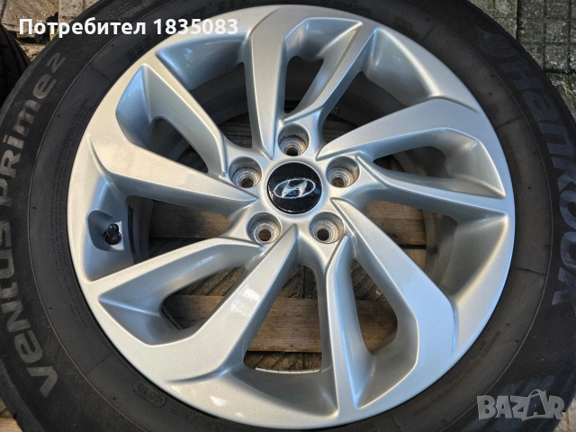 Лети джанти 17ки 5х112 Hyundai + летни гуми 225/60/17 Hankook, снимка 7 - Гуми и джанти - 55082044