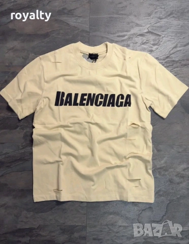 Balenciaga Нова Бежова Мъжка Тениска 