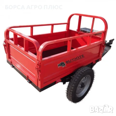 BISONTE BTA-500R Ремарке за мотокултиватор 500 кг 125x80x50 см 4x12 Ново, снимка 3 - Ремаркета - 55595797