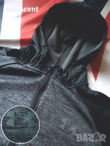Мъжки суичър Under Armour ColdGear серия худи с цип черно сиво L Large, снимка 2 - Суичъри - 54511914