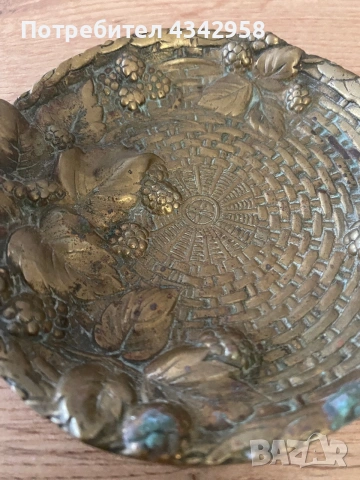 Антикварна(1900-1915 г.)бронзова кошничка с дръжка – Dinant, Белгия, Art Nouveau., снимка 7 - Антикварни и старинни предмети - 55099957