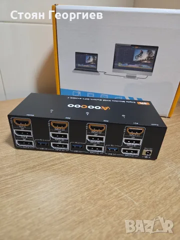 KVM303DH KVM превключвател, HDMI-съвместим, 3 входа и 3 изхода, 8K@60Hz, 4K@144Hz, троен монитор , снимка 4 - Суичове - 55670551