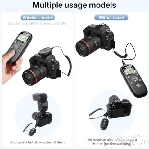 Ново Безжично дистанционно за Nikon time lapse интервален таймер за фотоапарат, снимка 4 - Чанти, стативи, аксесоари - 54318682