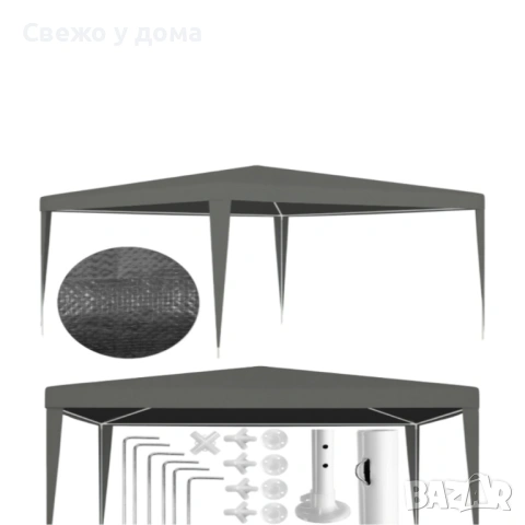 Сгъваема градинска шатра 3x3 м – Здрава метална конструкция, регулируема височина и защита от слънце, снимка 4 - Градински мебели, декорация  - 54079094