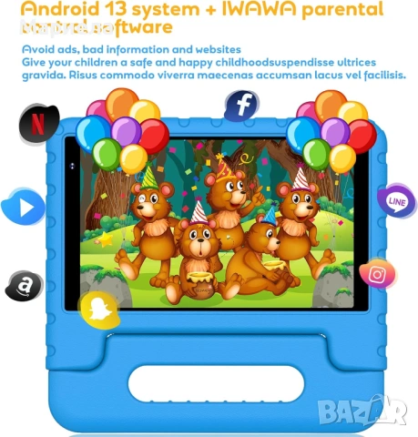 Детски таблет YESTEL с Wi-Fi 6, Android 13, 7GB RAM, снимка 3 - Други - 54201873