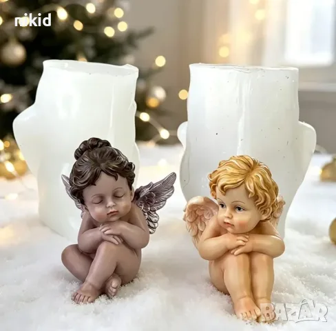 3D Ангел в 4 пози силиконов молд форма калъп фондан гипс смола свещ сапун пита декор, снимка 8 - Форми - 38159300