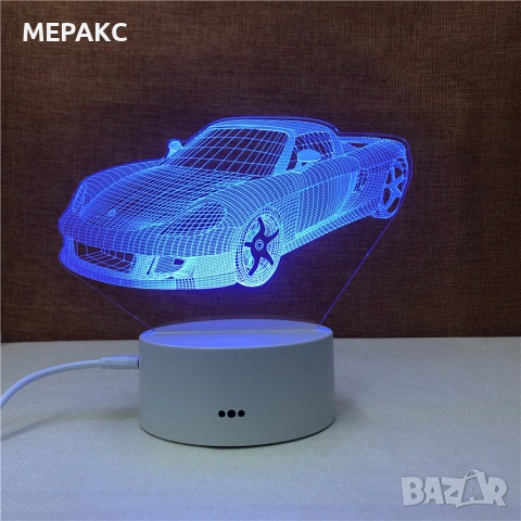 3D LED нощник „Кола" с 7 цвята и дистанционно, снимка 4 - Детски нощни лампи - 55061507