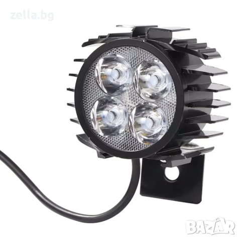 LED фар 12W с вграден клаксон 100dB, 12V-72V – за електрическа тротинетка и велосипед, IPX5 10377