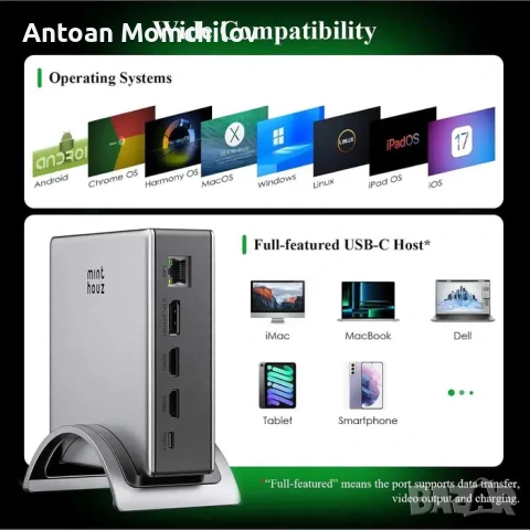 Докинг станция Minthouz MT-UMD27 Pro 9 в 1 140W, снимка 5 - Други - 54824024