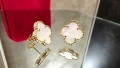 Van Cleef & Arpels VCA Gold Mother of Pearl Vintage Alhambra Stud Дамски Обеци с Винт, снимка 1