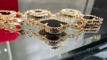 Van Cleef & Arpels VCA 5 Motifs Rose Gold Black Onyx Vintage Alhambra Дамска Гривна, снимка 6