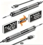 Безжичен поялник Solderig iron LED ДИСПЛЕЙ+LED ОСВЕТЛЕНИЕ+3 бр.различни сменяеми накрайника -нов-сив, снимка 6