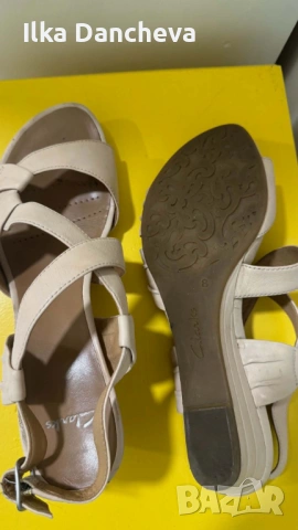 Дамски бежови сандали от естествена кожа  Clarks. , снимка 4 - Дамски ежедневни обувки - 54738701