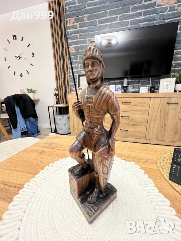 Уникална статуетка на римски легионер - дърворезба, снимка 7 - Колекции - 54078825