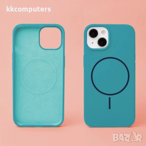 Кейс Silicone Thin Mag за iPhone 17 Pro (6.3), тюркоазен И Протектор