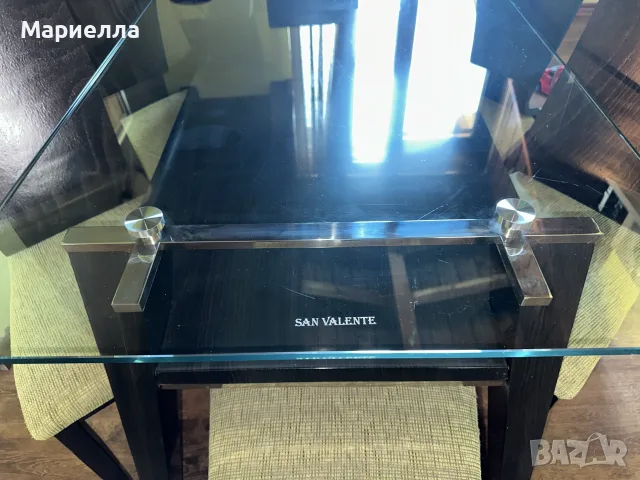 Трапезна маса с 6 стола, стъклен плот, снимка 8 - Маси - 55646326