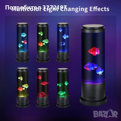 EDIER LED нощна лампа - аквариум с движещи се рибки