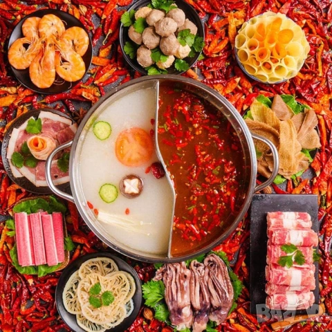 Hot Pot съд / китайски уок с разделения – неръждаема стомана (нов), снимка 2 - Съдове за готвене - 54442178