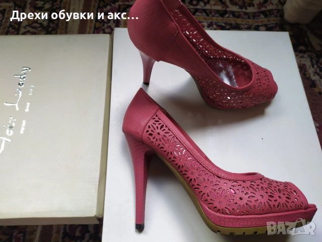 Розови сандали на висок ток 37 номер обувани веднъж, снимка 4 - Сандали - 54496273