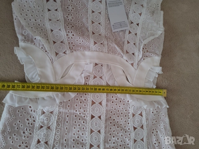 Лятна бяла дантелена рокля р-р L, снимка 4 - Рокли - 54368787