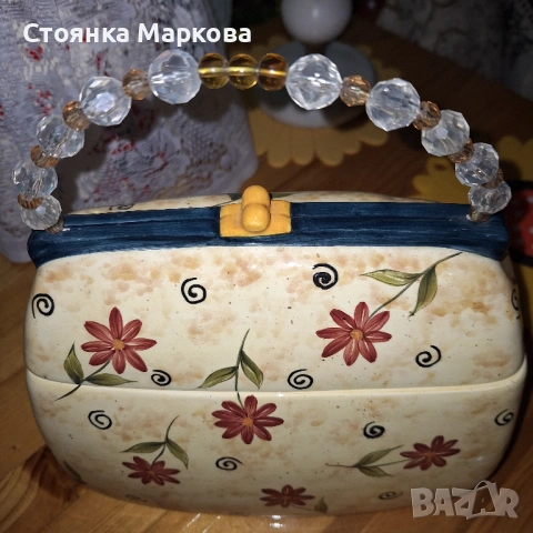 Керамична кутия за сладки с форма на дамска чанта, снимка 4 - Форми - 54754567
