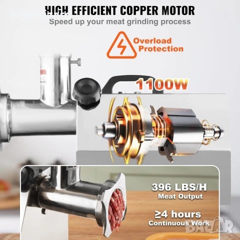 VEVOR Месомелачка 1100 W Многофункционална електрическа месомелачка 180 кг/ч НОВА, снимка 6 - Месомелачки - 54899420