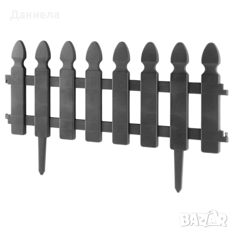 Градинска декоративна ограда, 4 части, 49x21 см, UV устойчива пластмаса, сива, снимка 10 - Декорация за дома - 54779619
