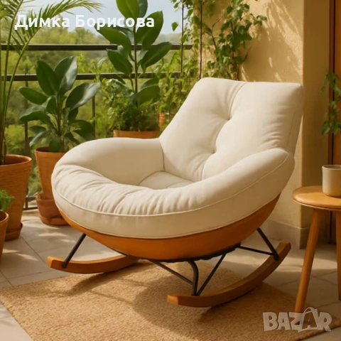 Елегантен люлеещ се стол с удобна възглавница за максимален комфорт, снимка 2 - Столове - 53972196