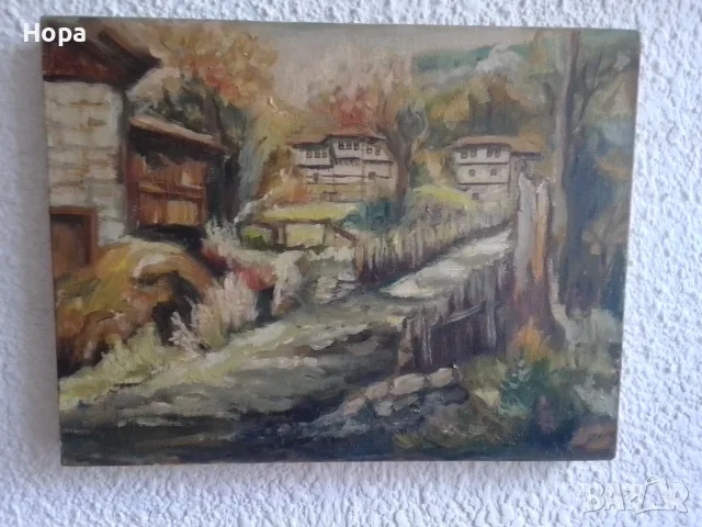 Картина ,,Българско село '', снимка 3 - Картини - 23989245