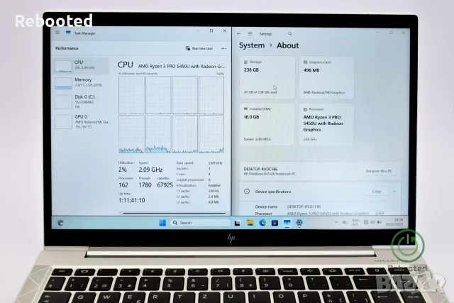 HP EliteBook 845G8 - Ryzen 3 PRO 5450U / 16GB RAM / 256GB SSD, снимка 6 - Лаптопи за работа - 53175012