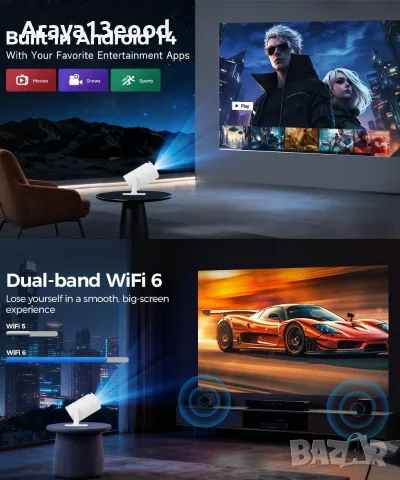 Мини проектор Magcubic HY300 с WiFi 6, Bluetooth 5.4, 4K поддръжка и 180° завъртане, снимка 7 - Плейъри, домашно кино, прожектори - 55702034