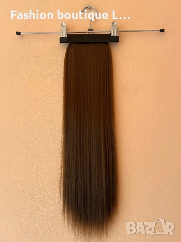 Кестенява нова коса екстеншън тип конска опашка 60 сантиметра 100 грама може да се къдри и изправя ❤