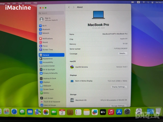 MacBook Pro 13" M1 Chip 8-CPU, 8-GPU, 16RAM, 1TB SSD, снимка 6 - Лаптопи за работа - 53973275