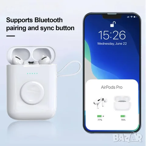 3 в 1 външна батерия за iPhone и Android, 5200 mAh калъф за зареждане на Airpods Pro 1 и 2, снимка 2 - Външни батерии - 55522998