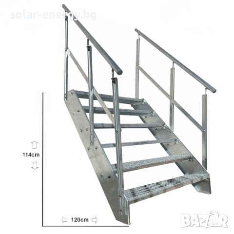 Метално стълбище с площадка 6 стъпала | За монтаж към стена | Поцинковано, снимка 5 - Други - 54235630
