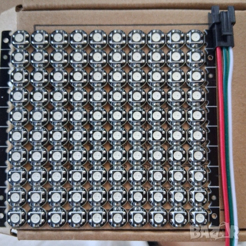 WS2812 B RGB-IC LED панел, 10x10 100 светодиода , снимка 3 - Лед осветление - 54660691