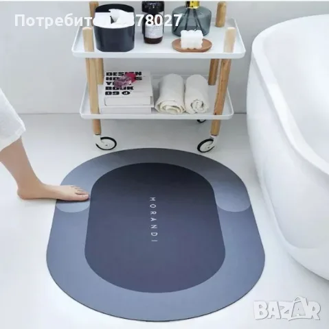 Силно абсорбиращ килим за баня против хлъзгане - Цвят - син, сив, зелен!, снимка 3 - Изтривалки - 55364350