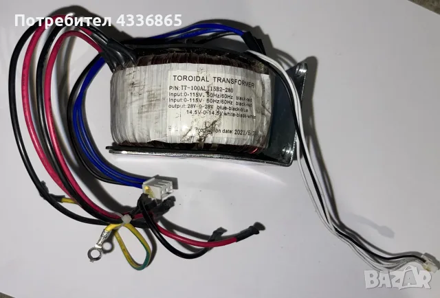 Тороидален трансформатор 100VA 2x28V / 2x14.5V (230V), снимка 3 - Други машини и части - 55425169