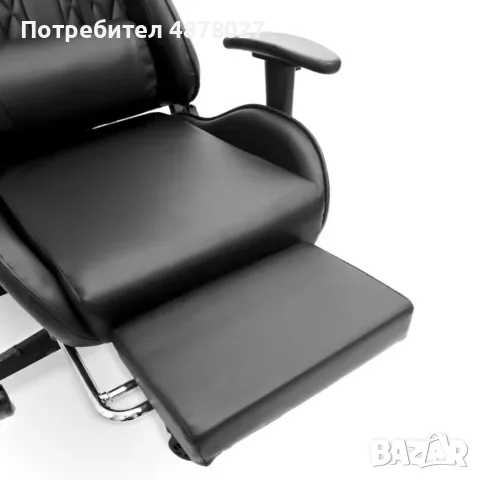Геймърски стол с прибираща се подложка за крака и функция за масаж - черен, снимка 3 - Геймърски - 55562350