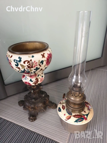 L&B Brevetes 62см/колекционерска стара френска бронзова газена лампа, снимка 2 - Антикварни и старинни предмети - 54091435