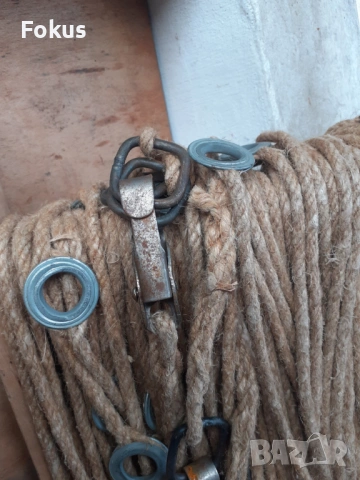 Старо военно сапьорско конопено въже с халки и карабинки, снимка 3 - Антикварни и старинни предмети - 54183125