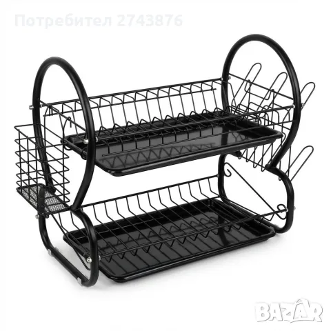 СУШИЛКА ЗА СЪДОВЕ МЕТАЛ EK-6032, 2 реда, Тавички за оттичане, Органайзер за прибори
