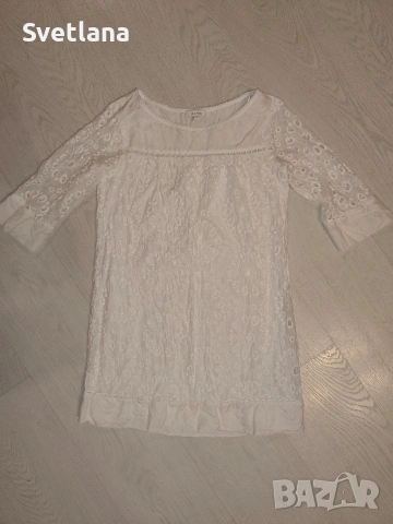 Бяла дамска блуза от 100% памук/коприна