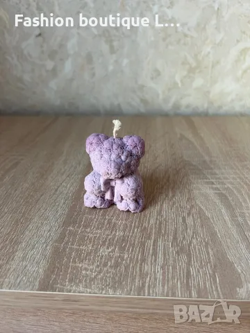 2.5 евро нова уникална свещ мече направена от миниатюрни рози в лилав цвят 💜
