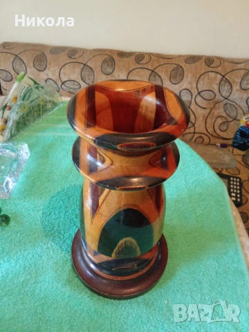 Винтидж дървена ваза, снимка 2 - Вази - 54027600