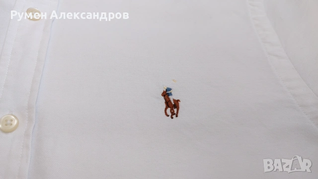 Нова бяла памучна мъжка риза  с дълъг ръкав POLO RALPH LAUREN р-р М - 175, снимка 5 - Ризи - 54340024