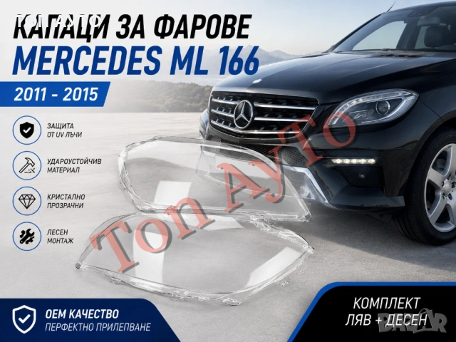 Капаци Фарове ML W166 Mercedes МЛ 166 Мерцедес 2011 - 2015 Стъкла Фарове Капаци