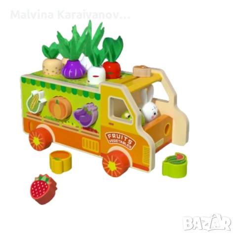 Дървен Монтесори сортер с камионче, снимка 2 - Образователни игри - 54106182